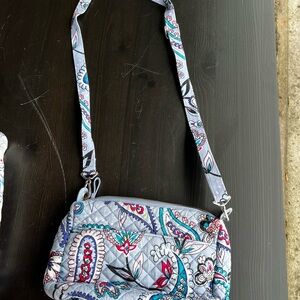 Vera Bradley Light Blue Quilted Paisley Crossbody with Teal & Pink Accents